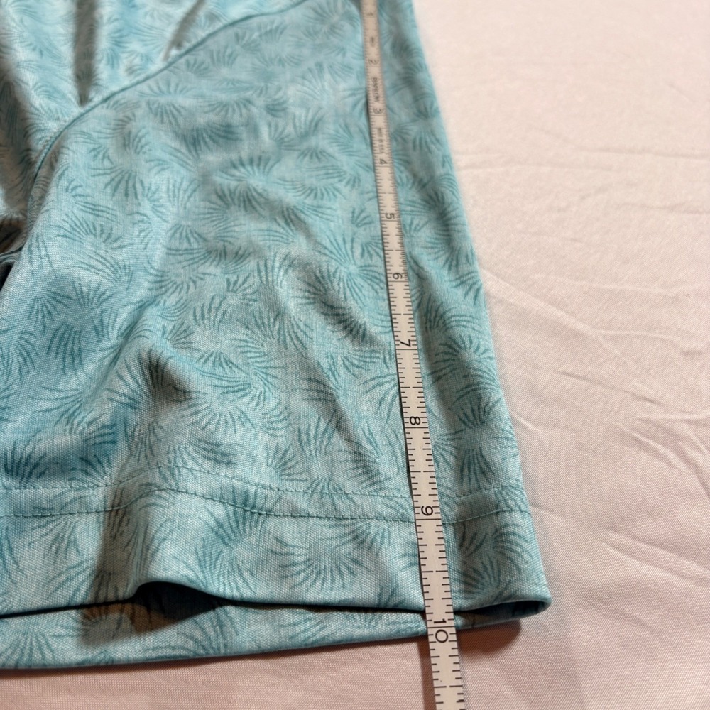 Greg Norman Polo Shirt Mens Small Aqua Blue Palm Print ML75 Play Dry Golf Top - Picture 9 of 9